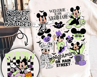 Retro Micey Mouse halloween Spooky season Welcome to our nightmare Png, Trendy Micey Mouse Halloween PNG, Trick Or Treat PNG, Spooky Season