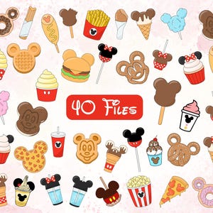Magic World Clipart Collection - Carnival Items - Carnival Clipart - Park Snacks Food Pastel Clip Art, Mickeyy Minniee Mouse Cliparts bundle