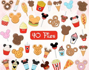Magic World Clipart Collection - Carnival Items - Carnival Clipart - Park Snacks Food Pastel Clip Art, Mickeyy Minniee Mouse Cliparts bundle