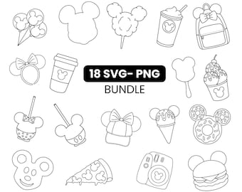 Theme Park Snack Goals Clipart Vector Svg Png, Mouse Snack Goals SVG,PNG. Foods from a Magical World. Disney snacks. Disney trips