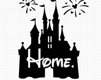 Castillo de ratón svg, clipart de castillo, svg de reino mágico, archivos de corte para silueta de cricut, ratón Mikey con cabeza de corazón, castillo de Mikey Disney