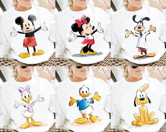 Watercolor Mikey and Friends PNG Bundle, Mikey Gofy Dnald Disy Mini mouse Sublimation Clipart, Family Vacation and Trip PNG Design