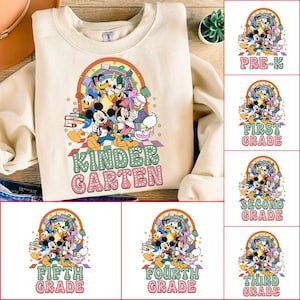 Retro mouse and friends Back to School Bundle, Kindergarten, First Day Of School png, Mickeyy Mouse Minniee, First/Second/Third Grade Design