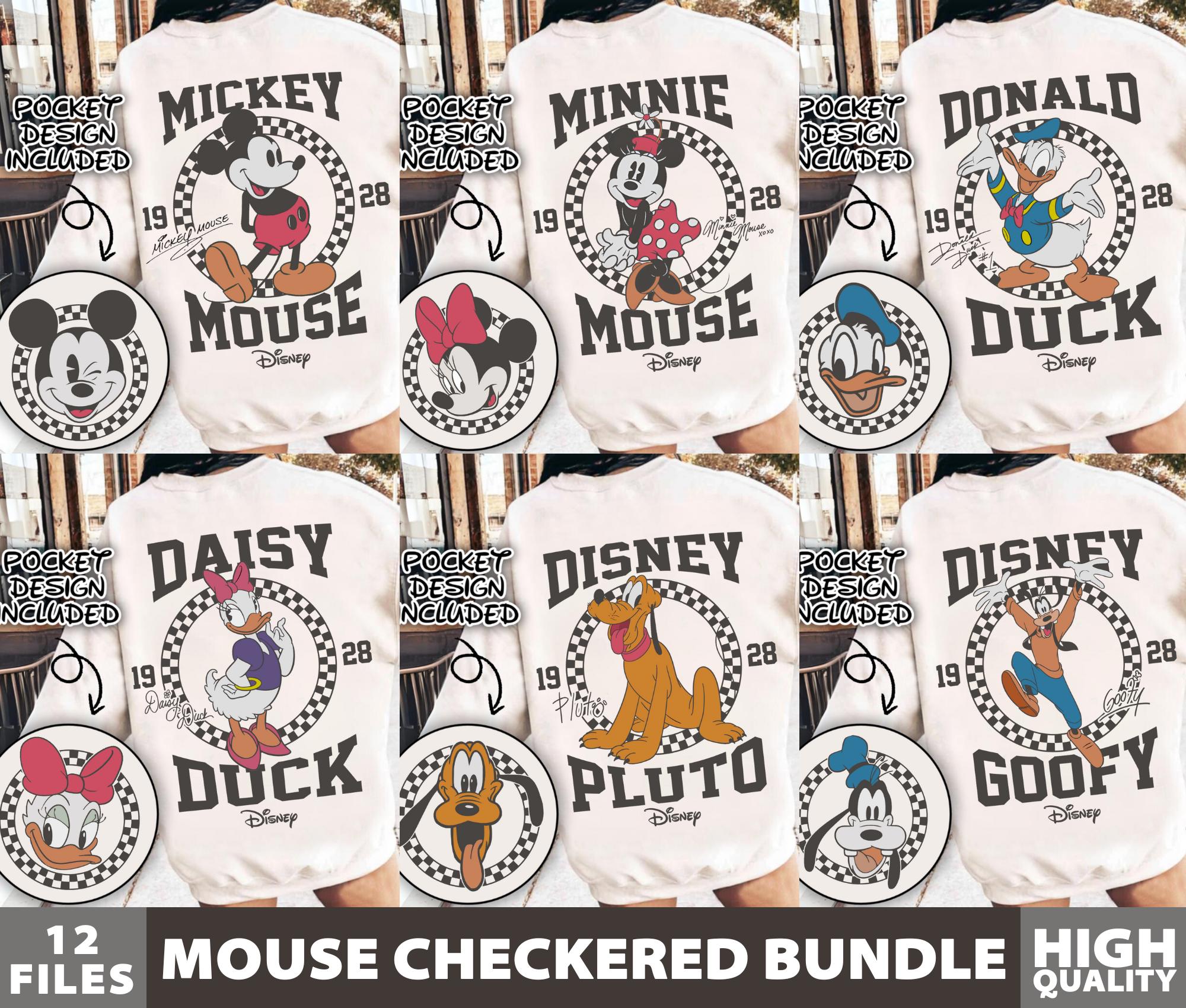 Ensemble png de souris Mikey à carreaux rétro, souris et amis Png, silhouette souris et amis, souris rétro fichiers Png pour sublimation