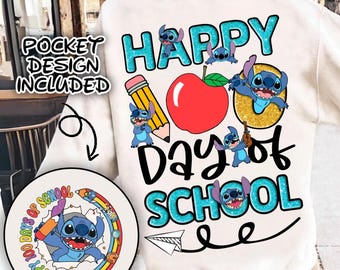 Retro Blue alien Happy 100 Days Of School Png, Cartoon School Png, 100 Days Brighter, Blue alien,  Cartoon Character Of School Svg