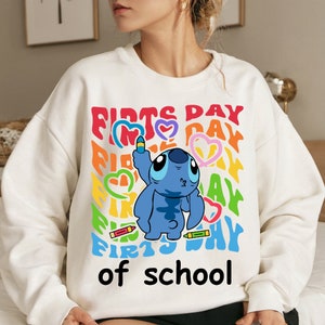 Blue alien 1st day of School Png, Blue animal cartoon Teacher Png, First Day of School Png, Retro Teacher, Mouse and friends