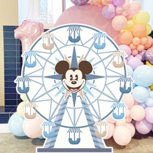 Wydrukuj Mikey Mouse Ferris Wheel Cutout, Mikey Baby Shower Party Decoration, Dinseyland Birthday Party Stand Up Prop, DIGITALFILE