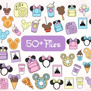 Magic World Clipart Collection - Carnival Clipart - Carnival Items - Park Snacks Food Pastel Clip Art, Mickeyy Minniee Mouse Cliparts bundle