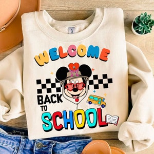 Mickeyy mouse Welcome Back to School Png, First Day Of School png, Mouse and friends, First/Second/Third Grade Back to school png