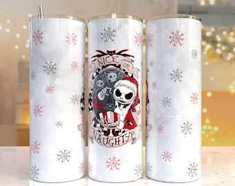 Cartoon Nightmare Christmas Print Tumbler, Skinny Tumbler, 20 oz Skinny Tumbler Sublimation Design, Tumbler Christmas png, Christmas gift
