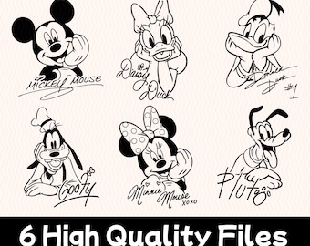 Mikey Mouse and Friends SVG Bundle – Mouse Friends Character Signature Autograph Design, Family Vacation SVG/PNG