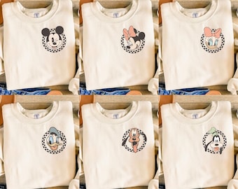 Mouse e amici a scacchi Png Bundle, Silhouette di mouse e amici, Retro mouse e amici a scacchi Svg, maglietta di topi D2f sublimazione