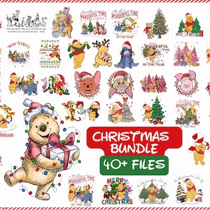 Honey bear Christmas png bundle, Merry christmas, Christmas Cartoon, Yellow honey bear Christmas, The Most Wonderful Time Of The Year Png