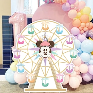Mini ratón imprimible con forma de noria, decoración para mini baby shower, accesorio de pie para fiesta de cumpleaños de Dinseyland, archivo digital
