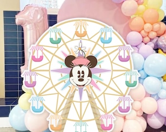 Printable Mini Mouse Ferris Wheel Cutout, Mini Baby Shower Party Decoration, Dinseyland Birthday Party Stand Up Prop, DIGITALFILE