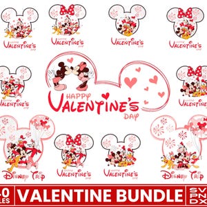 Micey Mouse And Friends Valentine Svg Bundle, Retro Dis Ney Valentine High-quality, Magical Heart Valentines, Mouse Happy Valentine Svg