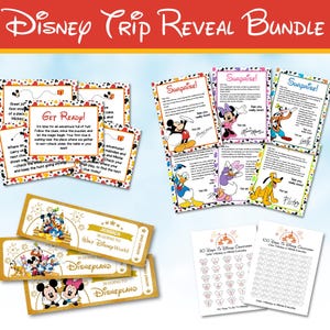 Paquete de presentación de viaje al parque temático WDW de Mikey Mouse Boletos para búsqueda del tesoro de Mikey Cartas de Micey y sus amigos, personaliza e imprime descarga digital