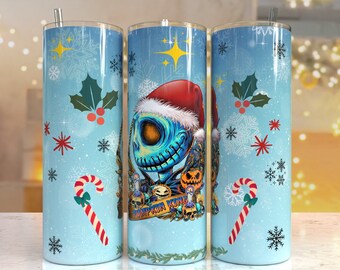 Cartoon Nightmare Christmas Print Tumbler, Skinny Tumbler, 20 oz Skinny Tumbler Sublimation Design, Tumbler Christmas png, Christmas gift