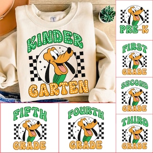 Retro Cartoon dog Back to School Bundle, Kindergarten, First Day Of School png, Mouse and friends, First/Second/Third Grade Design Png