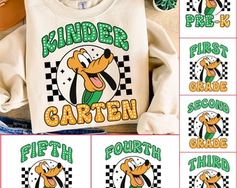 Retro Cartoon dog Back to School Bundle, Kindergarten, First Day Of School png, Mouse and friends, First/Second/Third Grade Design Png