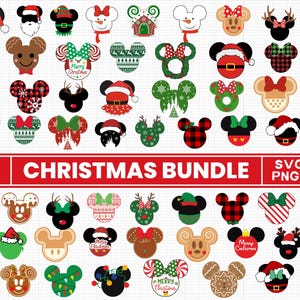 Mouse head Merry Christmas Bundle Svg Png, Christmas Character, Holiday Season, christmas snacks, Christmas Squad Svg, Christmas Friends Svg
