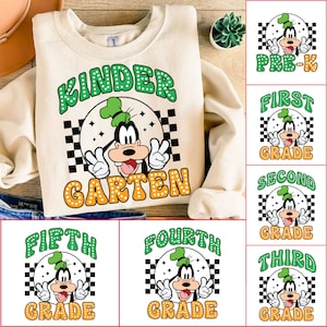 Retro Goofyy mouse Back to School Bundle, Kindergarten, First Day Of School png, Mouse and friends, First/Second/Third Grade Design Png