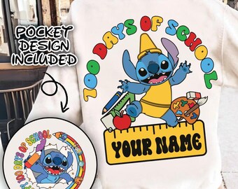 Retro Blue alien Happy 100 Days Of School Png, Cartoon School Png, 100 Days Brighter, Blue alien,  Cartoon Character Of School Svg