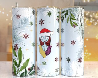 Cartoon Nightmare Christmas Print Tumbler, Skinny Tumbler, 20 oz Skinny Tumbler Sublimation Design, Tumbler Christmas png, Christmas gift