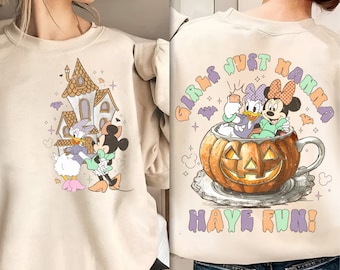 Trendy Mouse Halloween Girls just wanna have fun PNG, Mouse And friends Halloween , Spooky Season Png, Magical Halloween Tshirt Png