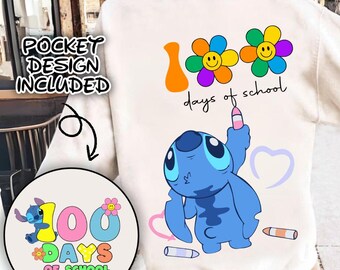 Retro Blue alien Happy 100 Days Of School Png, Cartoon School Png, 100 Days Brighter, Blue alien,  Cartoon Character Of School Svg