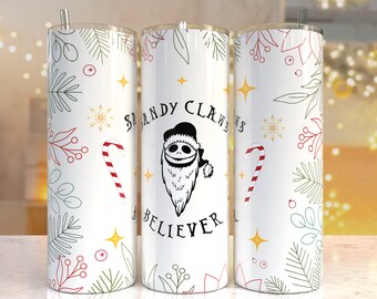 Cartoon Nightmare Christmas Print Tumbler, Skinny Tumbler, 20 oz Skinny Tumbler Sublimation Design, Tumbler Christmas png, Christmas gift