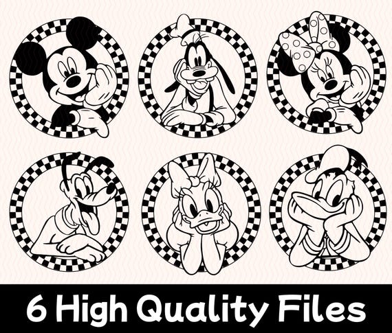 Mouse and Friends Checkered svg Bundle, Mouse and Friends Silhouette, Retro mouse and Friends Checkered Svg, micey Svg Files For Cricut