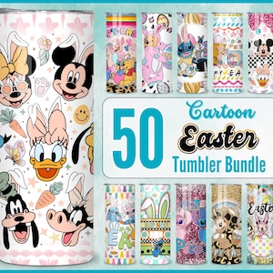 Cartoon Happy easter Tumbler Design PNG, Cartoon easter Tumbler bundle, Mega Mouse And Friends easter Tumbler Bundle, easter day bundle