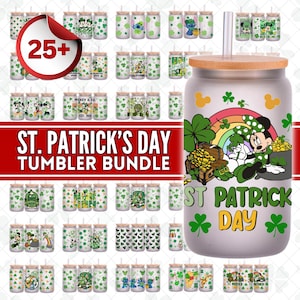 Mega Mouse And Friends St patrick day Libbey Wrap bundle, Cartoon libbey can bundle, Glass Wrap PNG, libbey can wrap, Libbey png