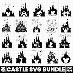 Schloss Herzschlag, Schloss Clipart, Herzkopf Micky Maus, magisches Königreich svg, schneide Dateien für cricut Silhouette, Micky Schloss Disney
