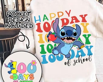 Retro Blue alien Happy 100 Days Of School Png, Cartoon School Png, 100 Days Brighter, Blue alien,  Cartoon Character Of School Svg