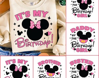 Bundle Mouse Birthday Girl Family Svg, Happy Birthday Svg, Birthday Squad, Svg For Cricut, Family Bundle Birthday Girl Svg, Mini Mouse Png