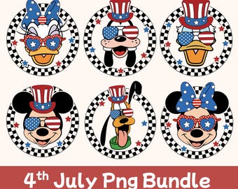 Mouse and Friends Checkered 4th july Bundle 4th of July PNG, mikey 4th of july png, America png, 4th of July png, mouse Independence Day Png