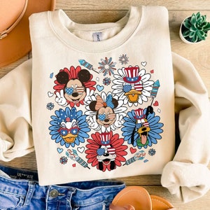 Floral 4th Of July Mouse PNG, Mikey Sublimation, 4th July Mouse and Friends, Fourth of July T Shirt Design, USA sublimation, patriotic Png