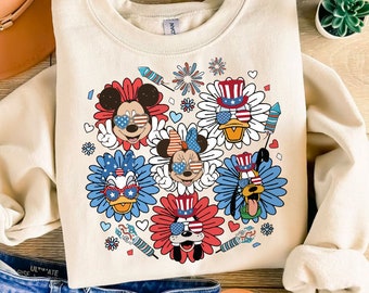 Floral 4th Of July Mouse PNG, Mikey Sublimation, 4th July Mouse and Friends, Fourth of July T Shirt Design, USA sublimation, patriotic Png