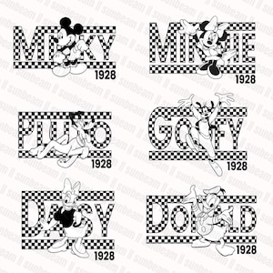 Retro Checkered Micey and Friends Png Movie, Silhouette di topo e amici, File, Pacchetto PNG di Mikey Mini Checkered, Topo a scacchi