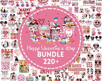Mega Micey Mouse And Friends Valentine PNG Bundle, Mouse Happy Valentine Png, Retro Dis Ney Valentine High-quality, Magical Heart Valentines