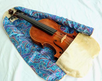 Gold and Multicolor Paisley Silk Wrap for Violin | Handmade Instrument Bag| One of a kind