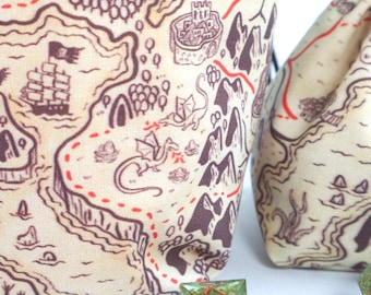 Adventure Map Dice Bag, DnD Gaming Bag for Minis, Tokens, Gems