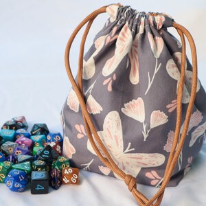 Butterfly Dice Bag, XXL | Handmade Drawstring Storage for 25-30 Sets