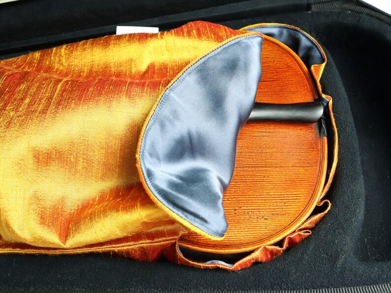 Violin String Texture Fiery Red and Yellow Handmade Violin Sleeve/bag | Color Shifting Pure ...