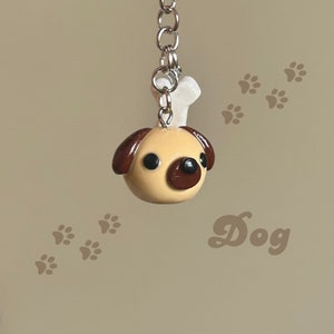 Cute Dog Keychain - Handmade Polymer Clay Charm