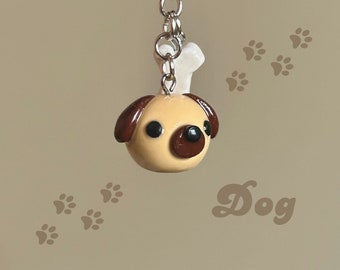 Cute Dog Keychain - Handmade Polymer Clay Charm