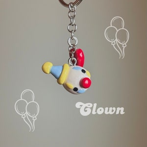 Cute Clown Silly Keychain - Handmade Polymer Clay Charm