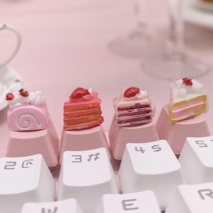 Cute Set Of 4 Pink Cakes Key Cap Collection Handmade Artisan Keycap | Keycap | Cute Keycaps | Custom Keycap | Kawaii Keycap